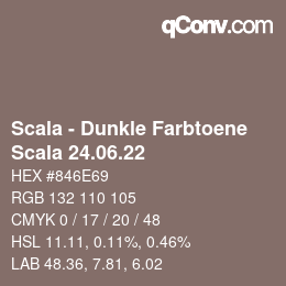 颜色代码: Scala - Dunkle Farbtoene - Scala 24.06.22 | qconv.com