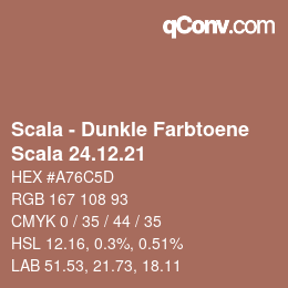 颜色代码: Scala - Dunkle Farbtoene - Scala 24.12.21 | qconv.com
