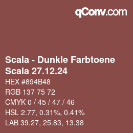 颜色代码: Scala - Dunkle Farbtoene - Scala 27.12.24 | qconv.com