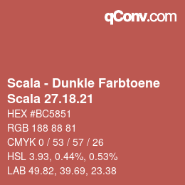 颜色代码: Scala - Dunkle Farbtoene - Scala 27.18.21 | qconv.com