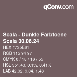 颜色代码: Scala - Dunkle Farbtoene - Scala 30.06.24 | qconv.com