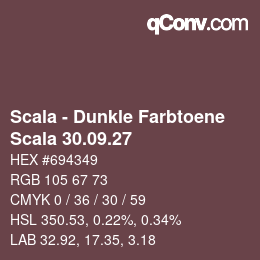 颜色代码: Scala - Dunkle Farbtoene - Scala 30.09.27 | qconv.com