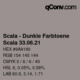 颜色代码: Scala - Dunkle Farbtoene - Scala 33.06.21 | qconv.com