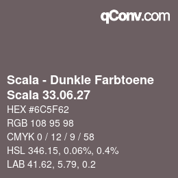 颜色代码: Scala - Dunkle Farbtoene - Scala 33.06.27 | qconv.com