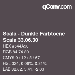 颜色代码: Scala - Dunkle Farbtoene - Scala 33.06.30 | qconv.com