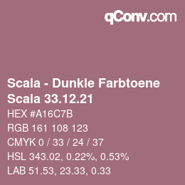 颜色代码: Scala - Dunkle Farbtoene - Scala 33.12.21 | qconv.com
