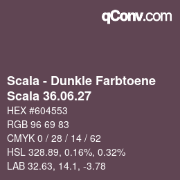颜色代码: Scala - Dunkle Farbtoene - Scala 36.06.27 | qconv.com