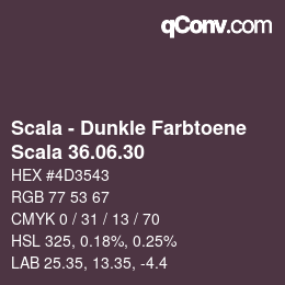 颜色代码: Scala - Dunkle Farbtoene - Scala 36.06.30 | qconv.com