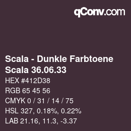 颜色代码: Scala - Dunkle Farbtoene - Scala 36.06.33 | qconv.com