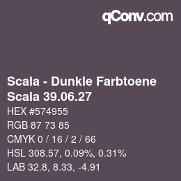 颜色代码: Scala - Dunkle Farbtoene - Scala 39.06.27 | qconv.com