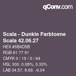 颜色代码: Scala - Dunkle Farbtoene - Scala 42.06.27 | qconv.com