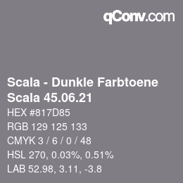 颜色代码: Scala - Dunkle Farbtoene - Scala 45.06.21 | qconv.com