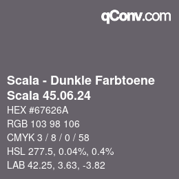 颜色代码: Scala - Dunkle Farbtoene - Scala 45.06.24 | qconv.com