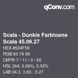 颜色代码: Scala - Dunkle Farbtoene - Scala 45.06.27 | qconv.com