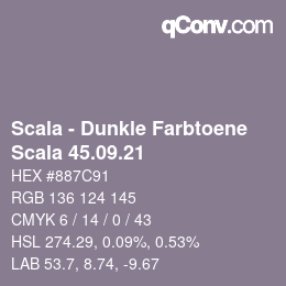 Código de color: Scala - Dunkle Farbtoene - Scala 45.09.21 | qconv.com