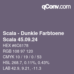 颜色代码: Scala - Dunkle Farbtoene - Scala 45.09.24 | qconv.com
