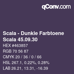 カラーコード: Scala - Dunkle Farbtoene - Scala 45.09.30 | qconv.com