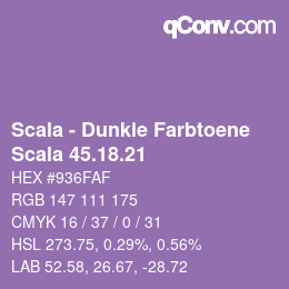 Código de color: Scala - Dunkle Farbtoene - Scala 45.18.21 | qconv.com