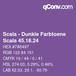 颜色代码: Scala - Dunkle Farbtoene - Scala 45.18.24 | qconv.com