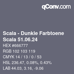 颜色代码: Scala - Dunkle Farbtoene - Scala 51.06.24 | qconv.com