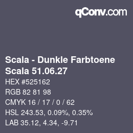 颜色代码: Scala - Dunkle Farbtoene - Scala 51.06.27 | qconv.com