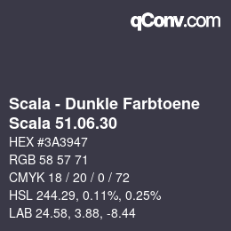 颜色代码: Scala - Dunkle Farbtoene - Scala 51.06.30 | qconv.com