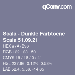 颜色代码: Scala - Dunkle Farbtoene - Scala 51.09.21 | qconv.com