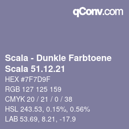 颜色代码: Scala - Dunkle Farbtoene - Scala 51.12.21 | qconv.com