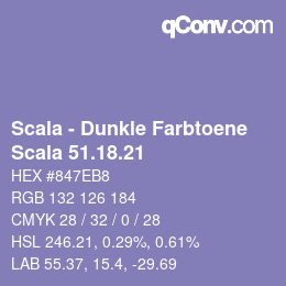 颜色代码: Scala - Dunkle Farbtoene - Scala 51.18.21 | qconv.com