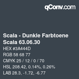 颜色代码: Scala - Dunkle Farbtoene - Scala 63.06.30 | qconv.com