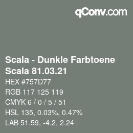 颜色代码: Scala - Dunkle Farbtoene - Scala 81.03.21 | qconv.com
