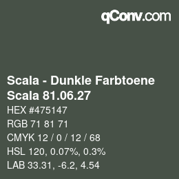 颜色代码: Scala - Dunkle Farbtoene - Scala 81.06.27 | qconv.com