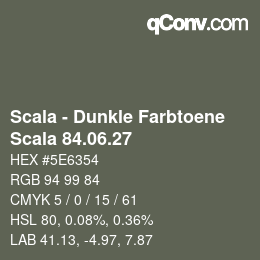 颜色代码: Scala - Dunkle Farbtoene - Scala 84.06.27 | qconv.com