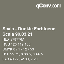 颜色代码: Scala - Dunkle Farbtoene - Scala 90.03.21 | qconv.com