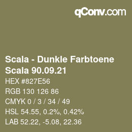 颜色代码: Scala - Dunkle Farbtoene - Scala 90.09.21 | qconv.com