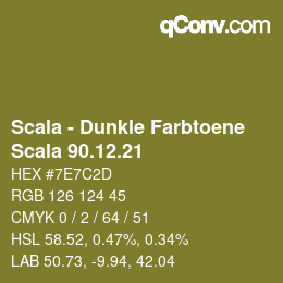 颜色代码: Scala - Dunkle Farbtoene - Scala 90.12.21 | qconv.com