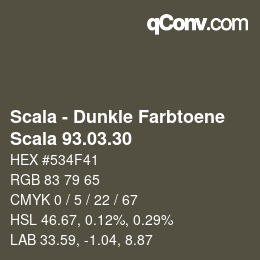 Código de color: Scala - Dunkle Farbtoene - Scala 93.03.30 | qconv.com