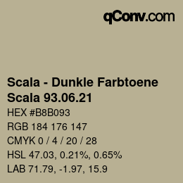 颜色代码: Scala - Dunkle Farbtoene - Scala 93.06.21 | qconv.com