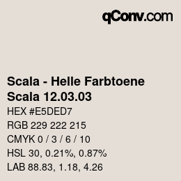 颜色代码: Scala - Helle Farbtoene - Scala 12.03.03 | qconv.com