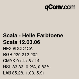 颜色代码: Scala - Helle Farbtoene - Scala 12.03.06 | qconv.com