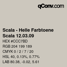 颜色代码: Scala - Helle Farbtoene - Scala 12.03.09 | qconv.com
