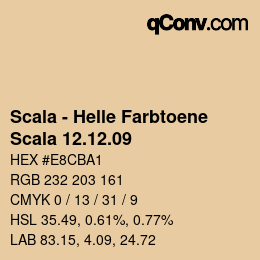 颜色代码: Scala - Helle Farbtoene - Scala 12.12.09 | qconv.com