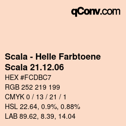颜色代码: Scala - Helle Farbtoene - Scala 21.12.06 | qconv.com