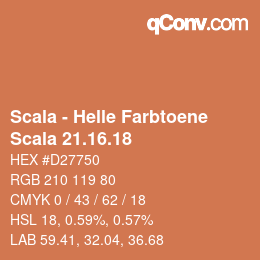 颜色代码: Scala - Helle Farbtoene - Scala 21.16.18 | qconv.com