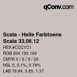 颜色代码: Scala - Helle Farbtoene - Scala 33.06.12 | qconv.com