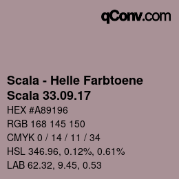 颜色代码: Scala - Helle Farbtoene - Scala 33.09.17 | qconv.com