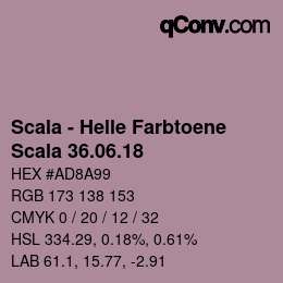 颜色代码: Scala - Helle Farbtoene - Scala 36.06.18 | qconv.com