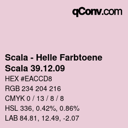 颜色代码: Scala - Helle Farbtoene - Scala 39.12.09 | qconv.com