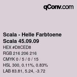 颜色代码: Scala - Helle Farbtoene - Scala 45.09.09 | qconv.com
