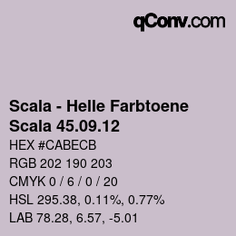 颜色代码: Scala - Helle Farbtoene - Scala 45.09.12 | qconv.com